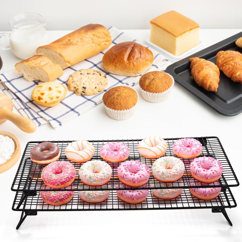 Kingrol 2-Piece Cooling Rack with Collapsible Folding Legs - for Cooking, Roasting, Drying, Grilling (Black) - Image 5